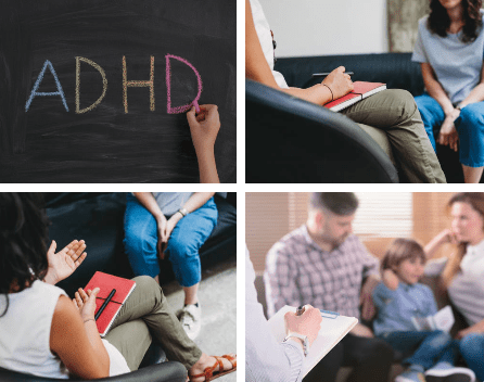 A series of photos showing people with adhd.